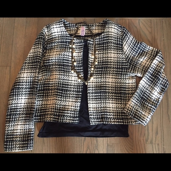 White and Black Plaid Jacket.