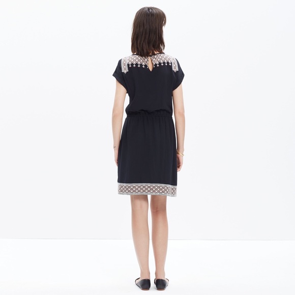 ❌SOLD❌ silk Madewell embroidered silk dress - Picture 2 of 3