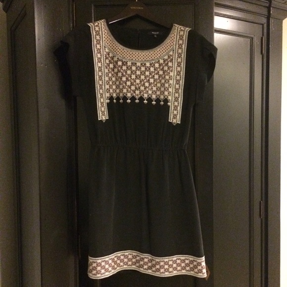 ❌SOLD❌ silk Madewell embroidered silk dress - Picture 3 of 3