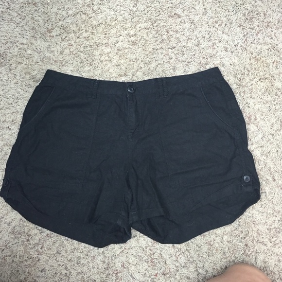 Black linen shorts
