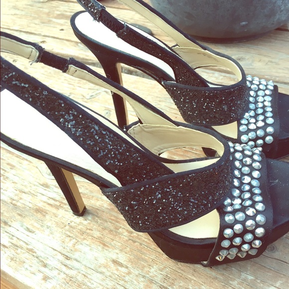Black and silver heels