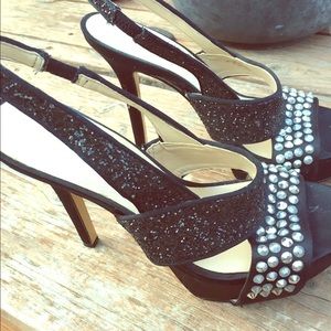 Black and silver heels