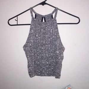 Gray ribbed crop top