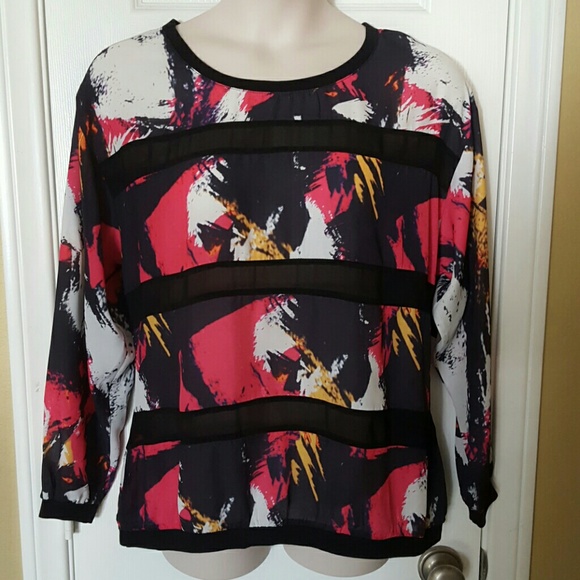 City Chic S 14 16 crew neck pullover sheer top