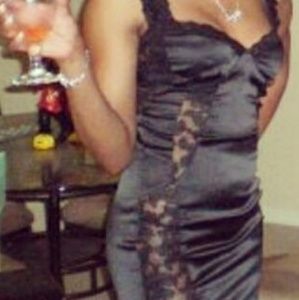 Black Pencil Dress w/Lace Accent