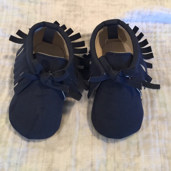 Navy blue infant moccasins