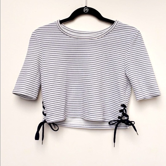 Navy Stripped tie Crop Top!