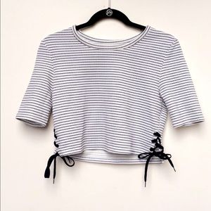 Navy Stripped tie Crop Top!