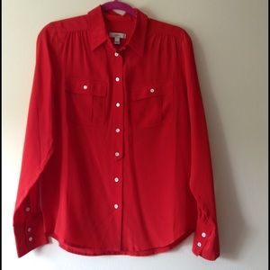 ✨✨Bold Red J Crew Button Down Sz: 4✨✨