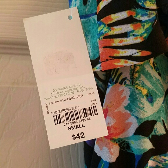 TROPICAL PRINT STRAPLESS ROMPER - Picture 2 of 2