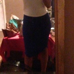 Middle dolphin hem royal blue skirt