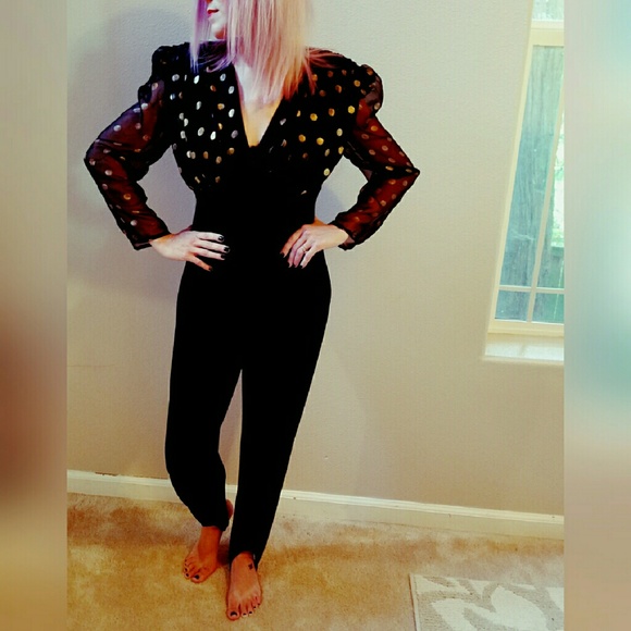 80s jumpsuit with shoulder pads