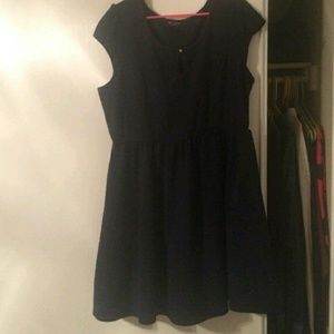 Navy Blue Key-Hole Plus Sized Dress