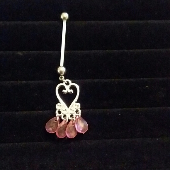 Pregnancy dangle heart belly ring