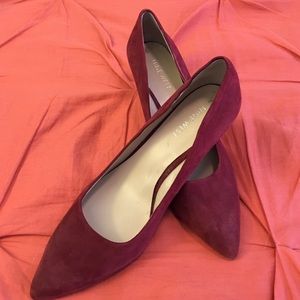 Nine West Maroon Suede Kitten Heel