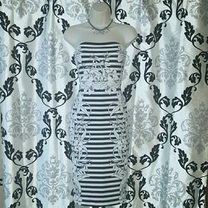 Express striped body con dress