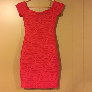 Red body con dress