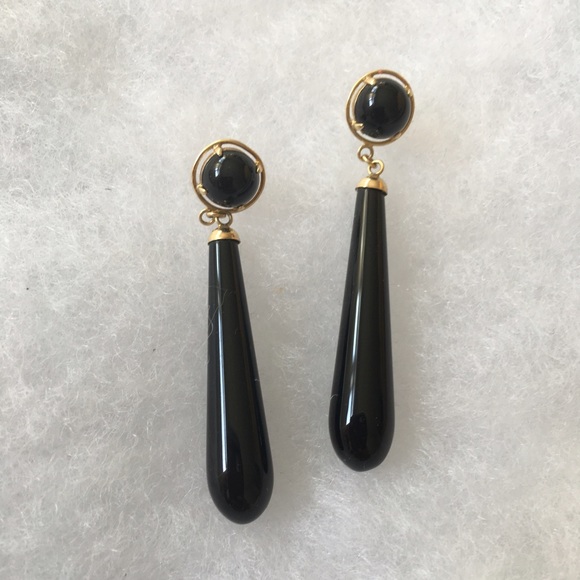 Vintage Black Gold Onyx earrings
