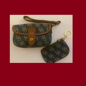 Dooney & Bourke Denim SigFlap Wristlet + CoinPurse