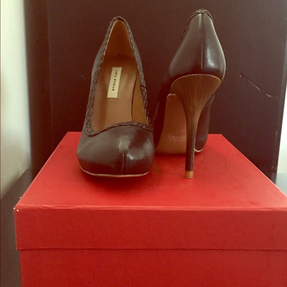 Zara black leather platform heels