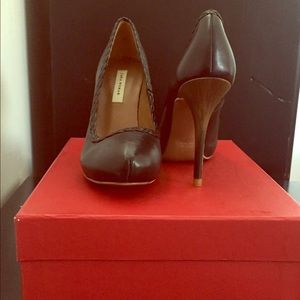 Zara black leather platform heels