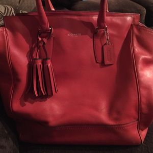 Red coach work tote