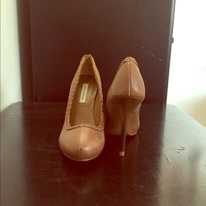 Zara camel leather platform high heels