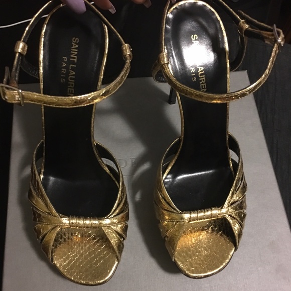 Authentic YSL Gold and Glitter Heels