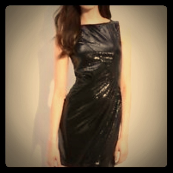 Black sequence Vince Camuto sleeveless dress.