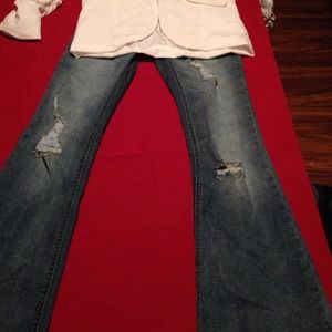 Flare leg distressed jeans