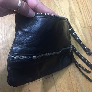 Vegan leather black wristlet