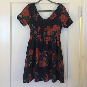 Crepe floral baby doll dress