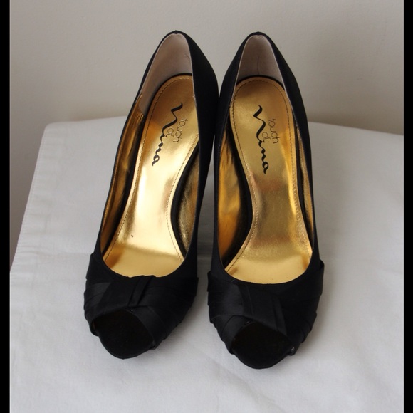 Touch of Nina  Shoes - Black satin heels