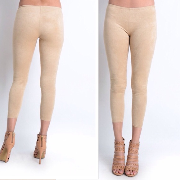 Sand Faux Suede Leggings  S,M,L Not Capri - Picture 4 of 4