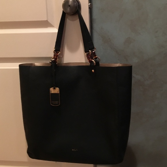 Lauren black leather tote/purse/carry all