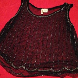 Cute beaded see though crop top