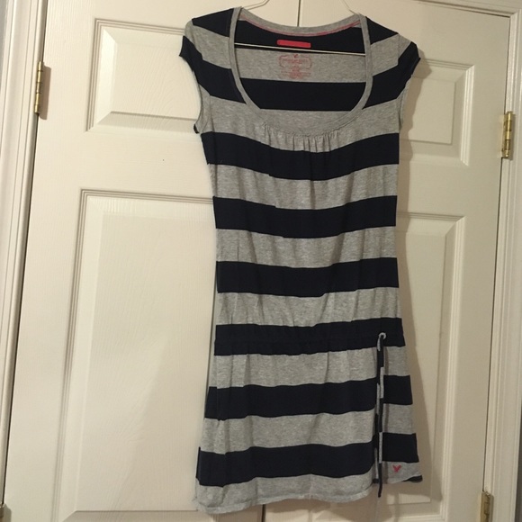 American Eagle Navy/Gray Striped Dress