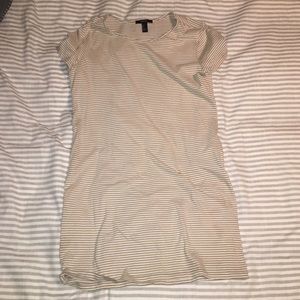 Tan & White Striped Tshirt Dress
