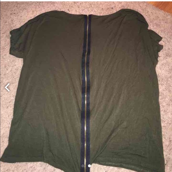 Army green flowy shirt with zipper in back