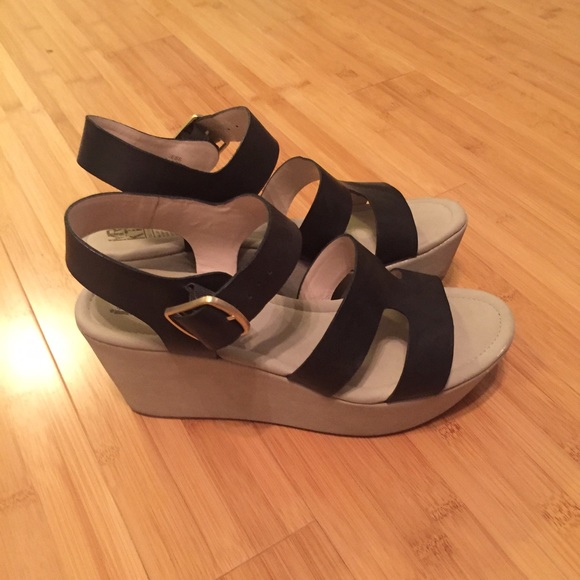 Black and taupe wedges!
