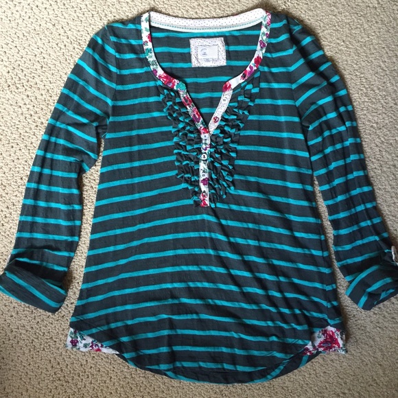 Anthropologie Ruffled Henley - Picture 2 of 4