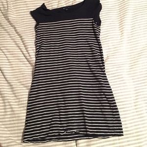 Navy Blue & White Striped Tshirt Dress