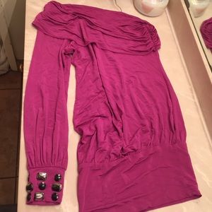 Bebe magenta one shoulder dress