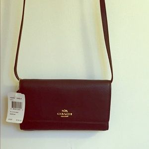 Coach black leather wallet crossbody bag