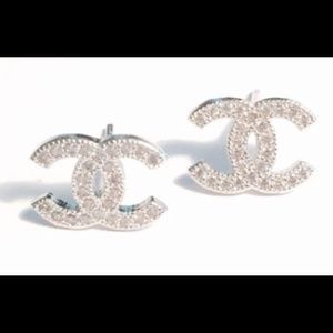 Vintage Chanel "Double C" Crystal Earrings