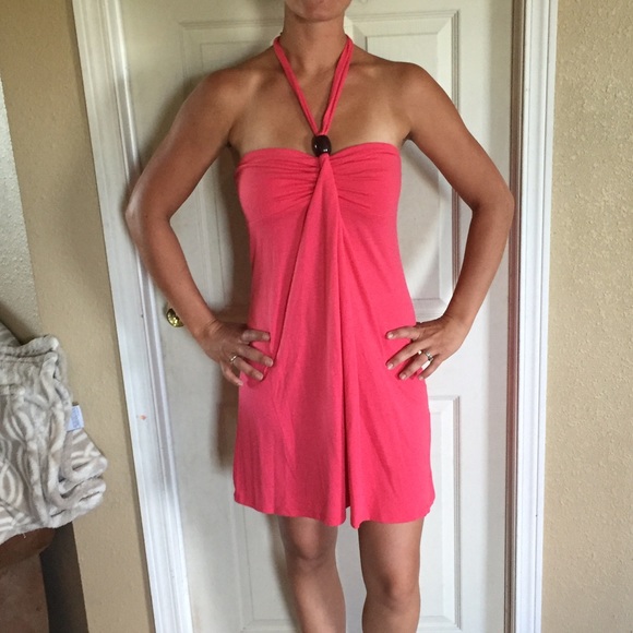 Coral summer mini dress