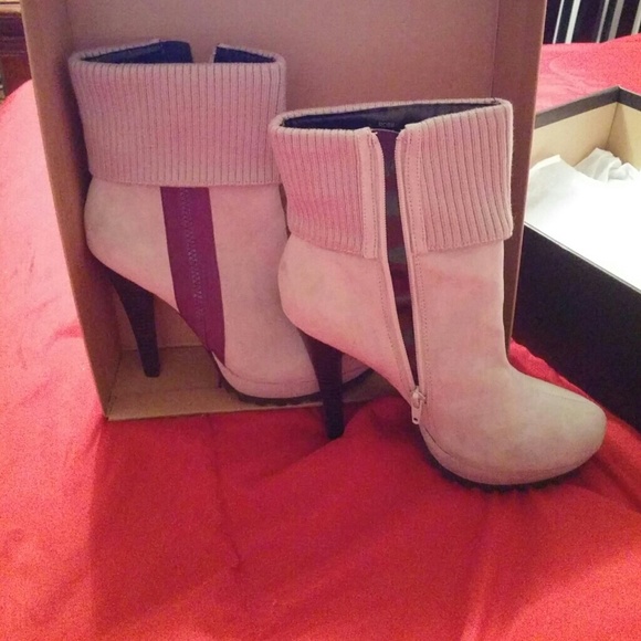 Grey and purple booties