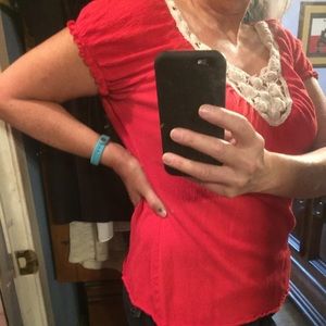 Large Red Womens Magellan V neck Lightweight Top