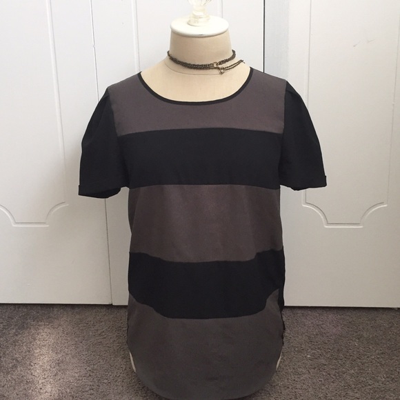 Maison Scotch Striped Grey and Black Blouse - Picture 2 of 4