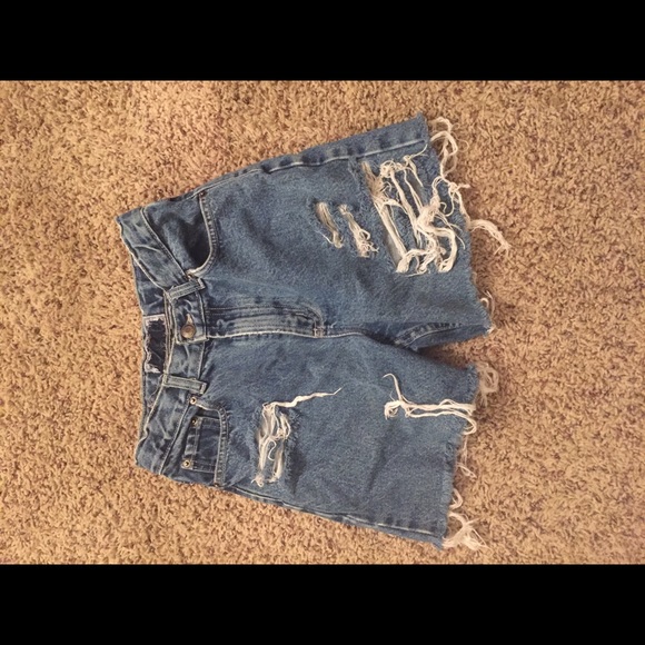 High waist detailed denim shorts - XS - Picture 1 of 4